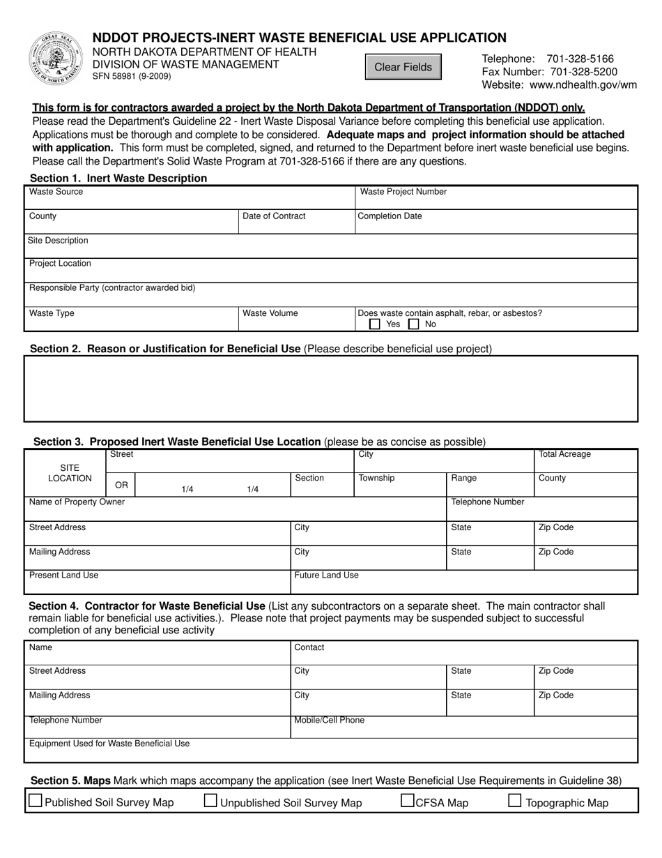 Form SFN58981 - Fill Out, Sign Online and Download Fillable PDF, North ...