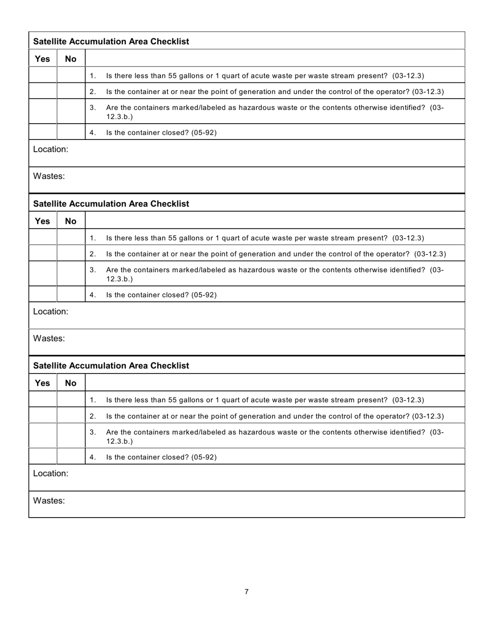 North Dakota Large Quantity Generators and Tsdf Inspection Checklist