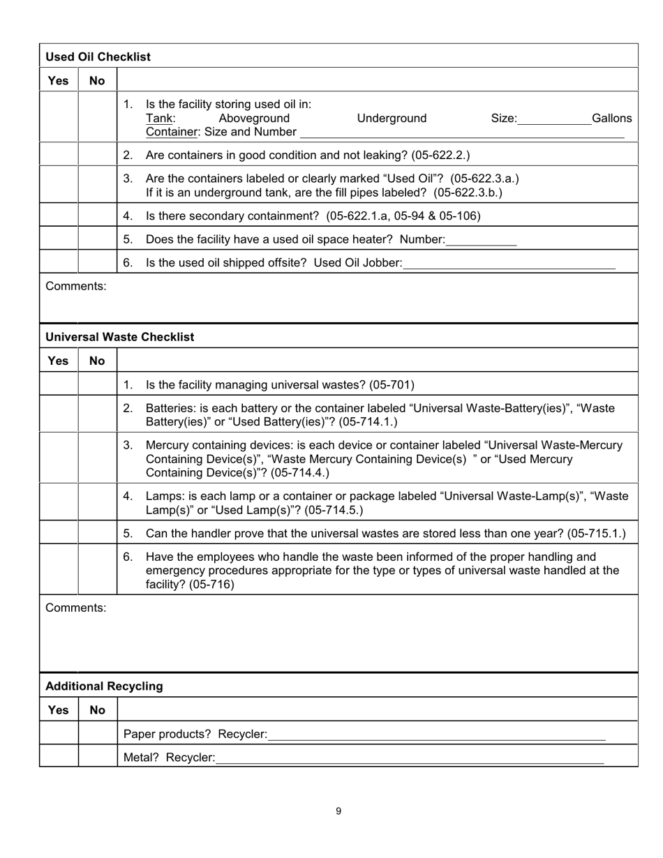 North Dakota Large Quantity Generators and Tsdf Inspection Checklist Fill Out, Sign Online and