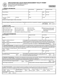 Form SFN19269 Application for a Solid Waste Management Facility Permit - North Dakota