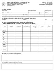 Form SFN53326 Inert Waste Facility Annual Report - North Dakota