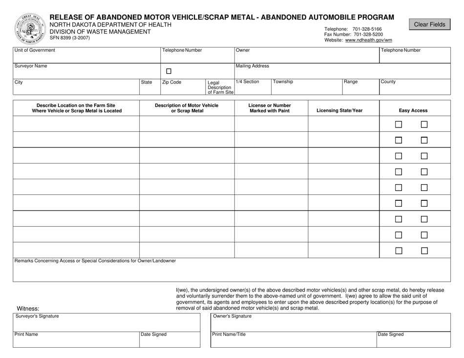 Form SFN8390 - Fill Out, Sign Online and Download Fillable PDF, North ...