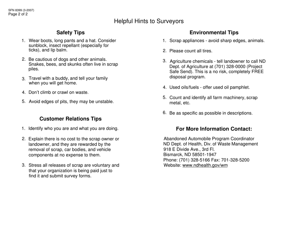 Form SFN8390 Release of Abandoned Motor Vehicle / Scrap Metal - Abandoned Automobile Program - North Dakota, Page 2