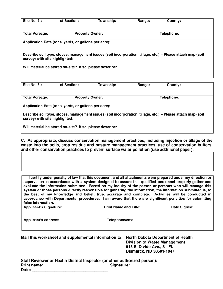 Land Application Worksheet - North Dakota, Page 2