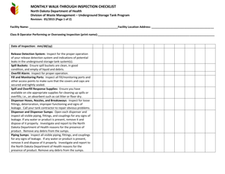 Monthly Walk-Through Inspection Checklist - North Dakota