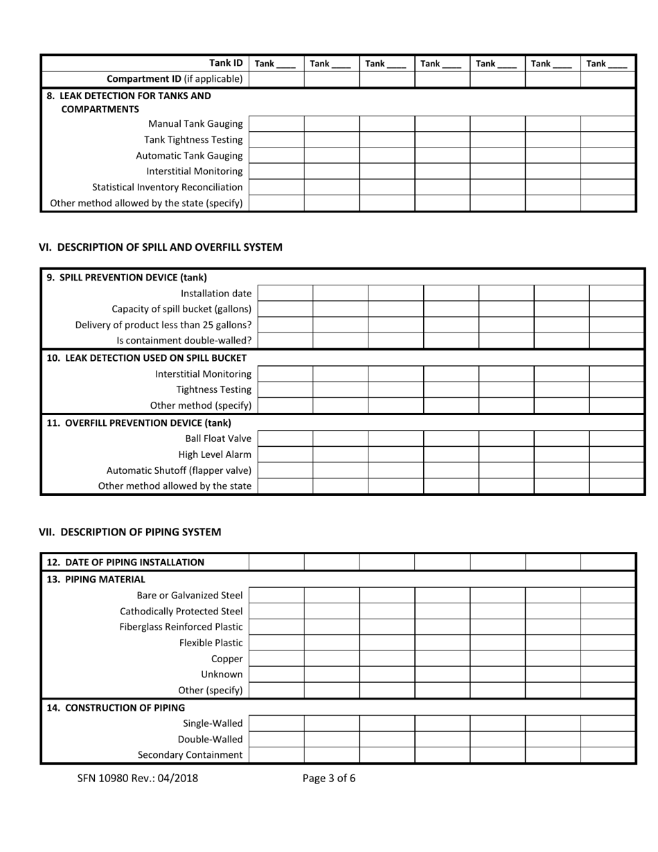 Form SFN-10980 Notification for Underground Storage Tanks - North Dakota, Page 3