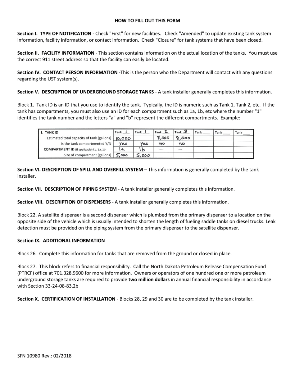 Form SFN-10980 Notification for Underground Storage Tanks - North Dakota, Page 7
