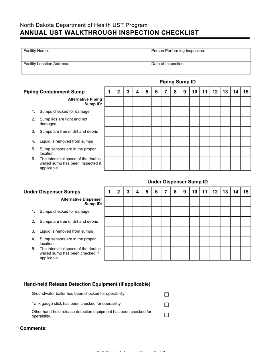 Annual Ust Walkthrough Inspection Checklist - North Dakota, Page 2