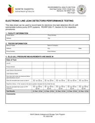 Document preview: Electronic Line Leak Detectors Performance Testing Form - North Dakota