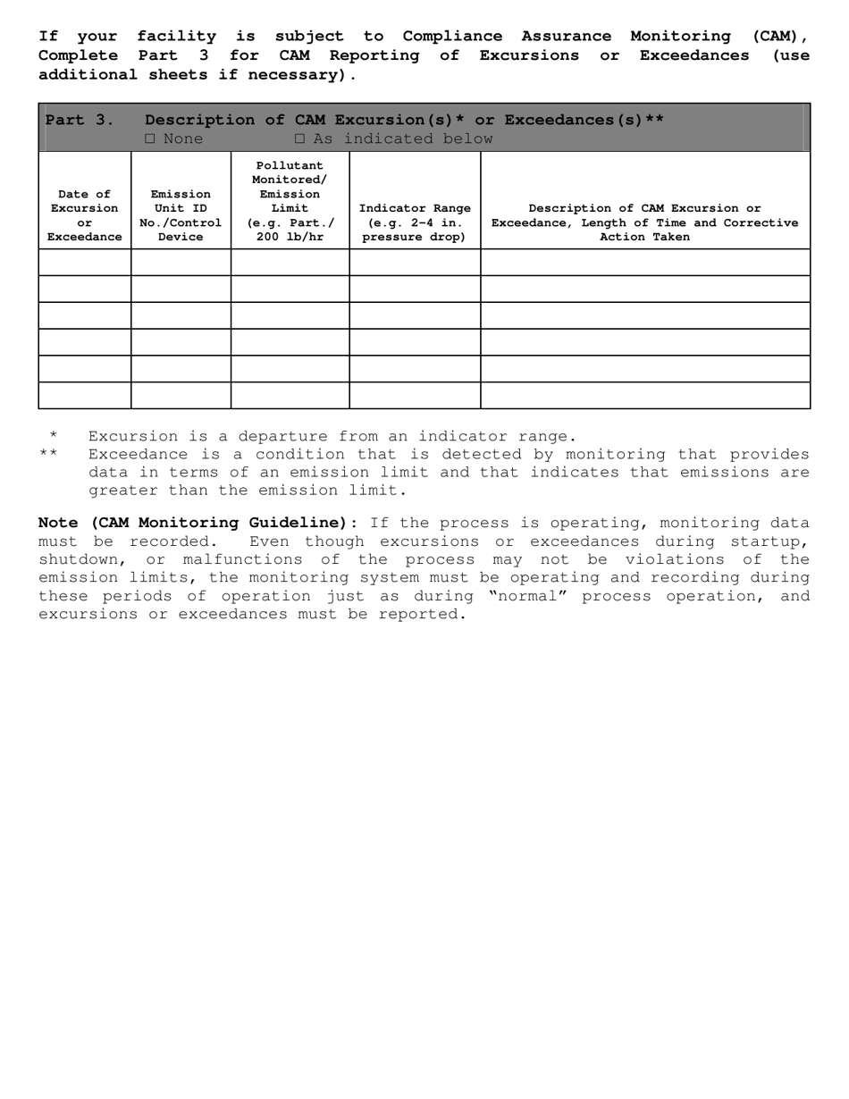 Form SFN52737 Title V Semi-annual Monitoring Report - North Dakota, Page 2