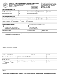 Document preview: Form SFN481 Service Limits Service Authorization Request - North Dakota