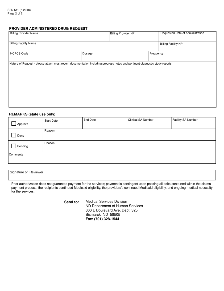 Form SFN811 Medical Procedures / Device Service Authorization Request - North Dakota, Page 2