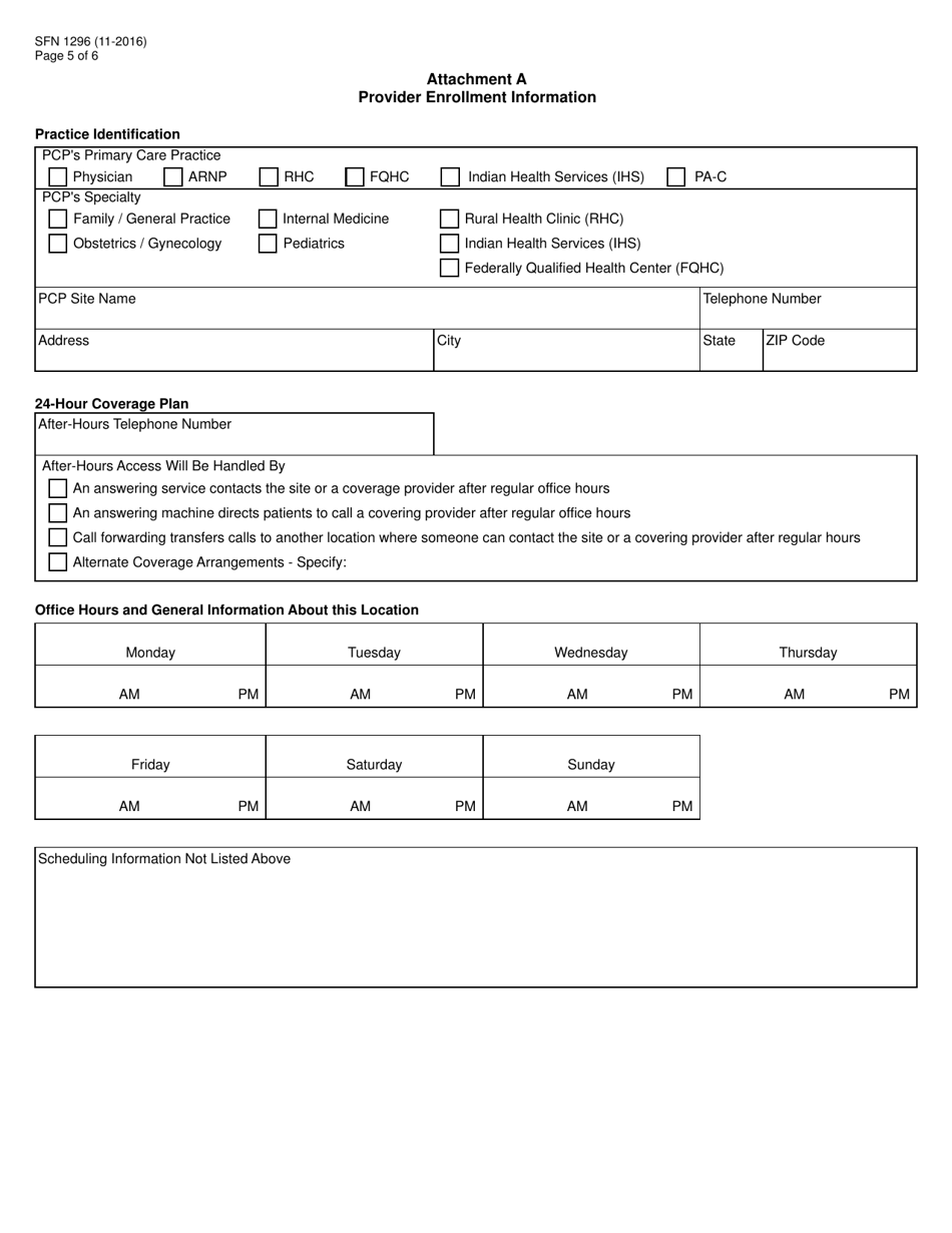 Form SFN1296 Contract to Provide Primary Care Case Management Services - North Dakota, Page 5