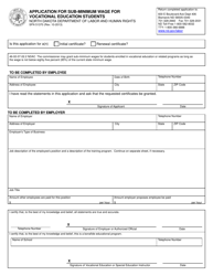 Form SFN51370 &quot;Application for Sub-minimum Wage for Vocational Education Students&quot; - North Dakota