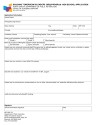 Document preview: Form SFN61531 Building Tomorrow's Leaders (Btl) Program High School Application - North Dakota
