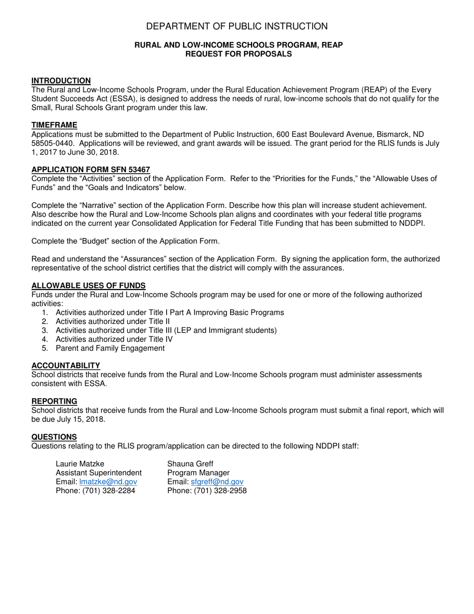 Form SFN53467 Rural and Low-Income Schools Program Application, Reap - North Dakota, Page 3