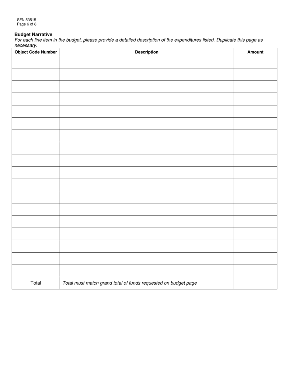 Form SFN53515 Application for 21st Century Community Learning Center (Cclc) Grants - North Dakota, Page 6