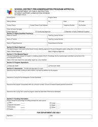 Document preview: Form SFN60869 School District Pre-kindergarten Program Approval - North Dakota