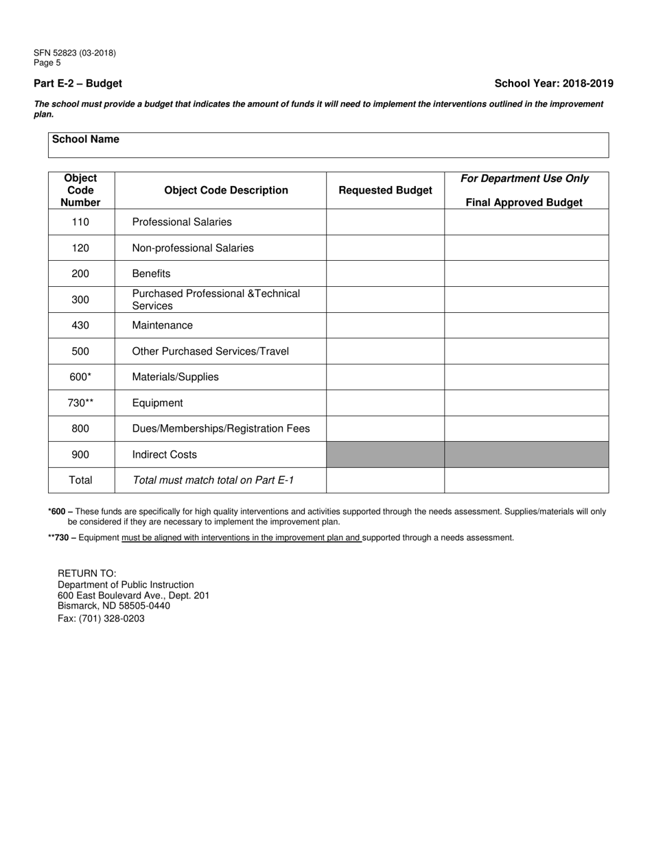Form SFN52823 Application for School Support Funds - North Dakota, Page 5