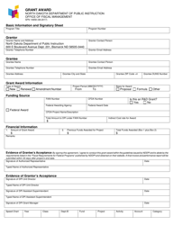 Document preview: Form SFN14658 Grant Award - North Dakota