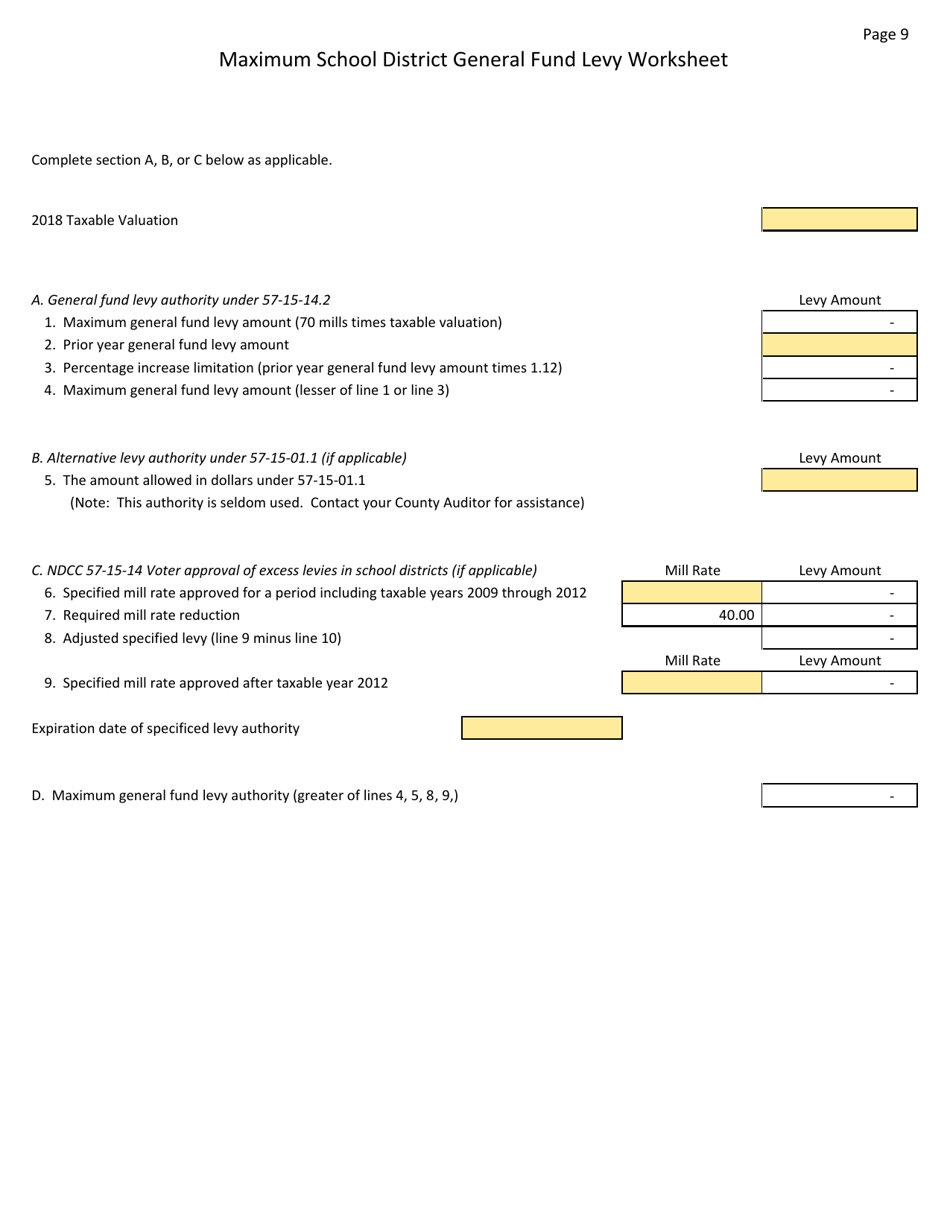 Form SFN9149 Certificate of Levy - North Dakota, Page 9