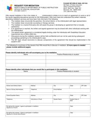 Document preview: Form SFN58601 Request for Mediation - North Dakota