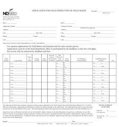 Form SFN51639 Application for Field Inspection of Field Seeds - North Dakota