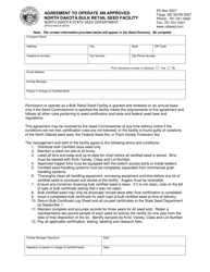 Form SFN61443 &quot;Agreement to Operate an Approved North Dakota Bulk Retail Seed Facility&quot; - North Dakota