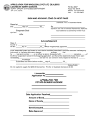 Form SFN12124 &quot;Application for Wholesale Potato Dealer's License in North Dakota&quot; - North Dakota, Page 5