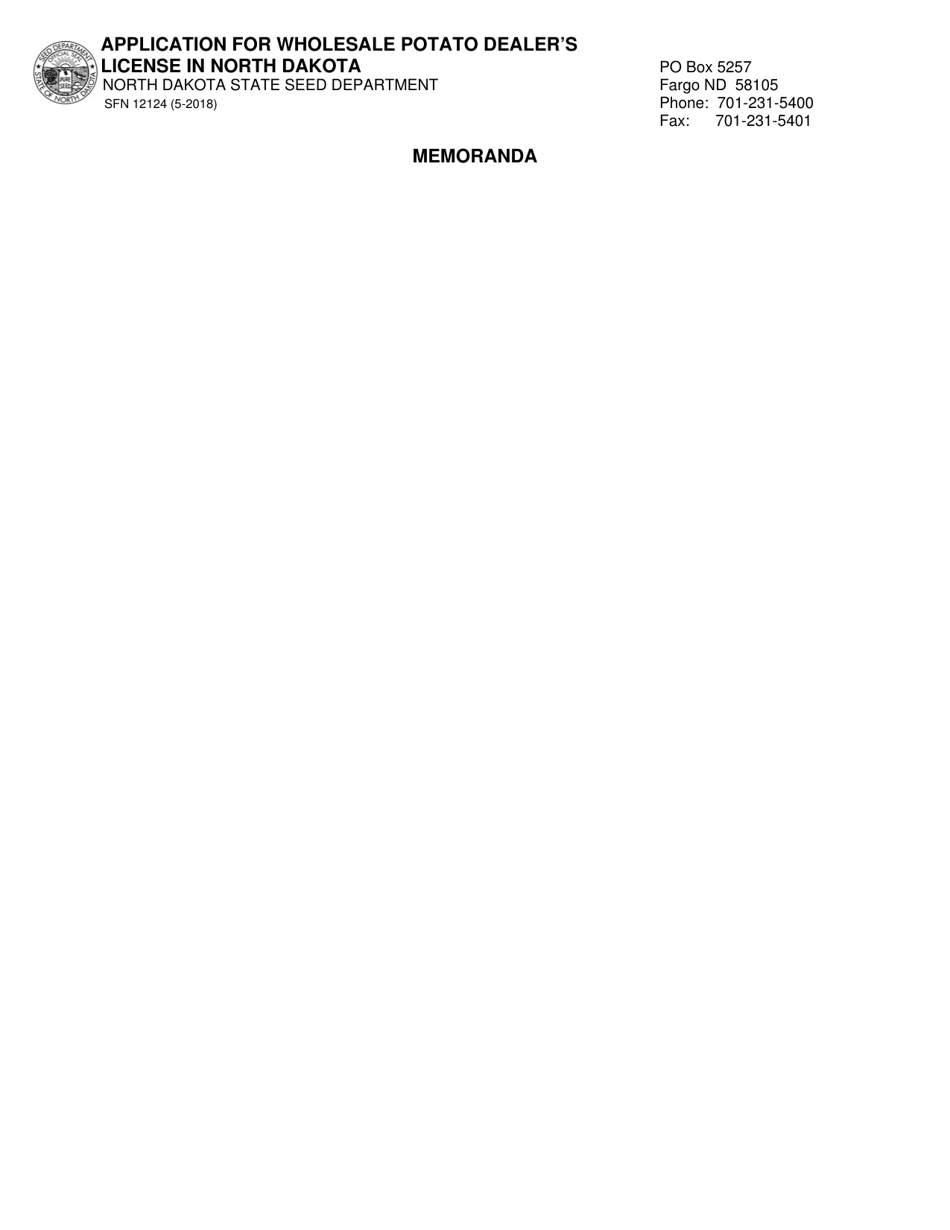 Form SFN12124 Application for Wholesale Potato Dealers License in North Dakota - North Dakota, Page 6