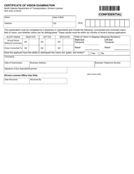 Form SFN2342 Certificate of Vision Examination - North Dakota