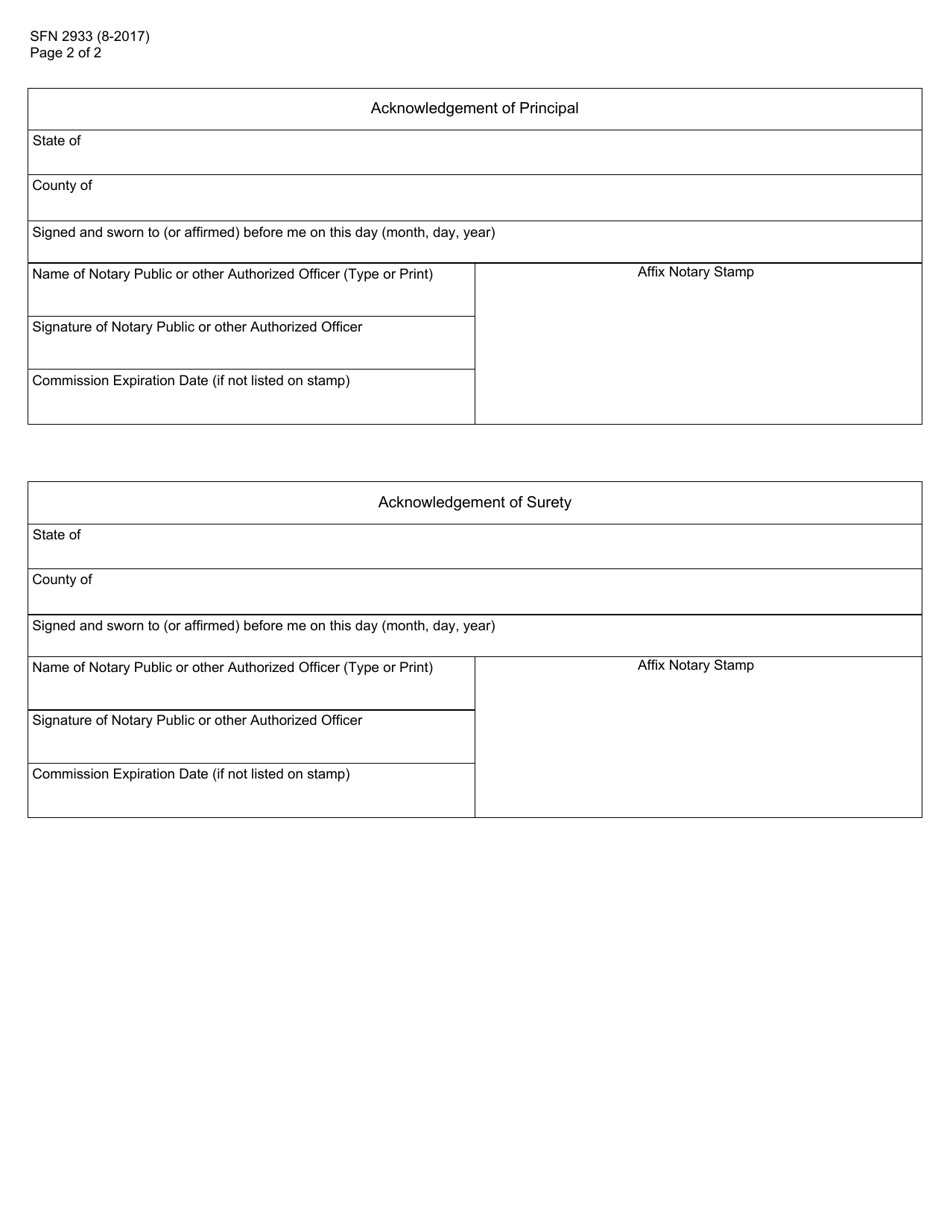 Form SFN2933 Motor Vehicle Dealer Bond - North Dakota, Page 2