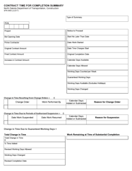 Form SFN5660 Contract Time for Completion Summary - North Dakota