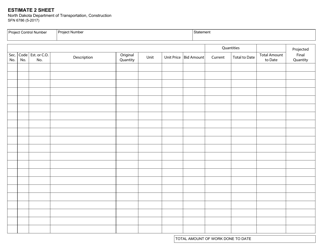 Form SFN6786 Estimate 2 Sheet - North Dakota