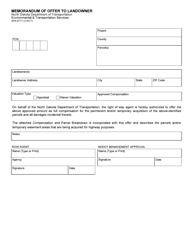 Form SFN6777 Memorandum of Offer to Landowner - North Dakota