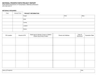 Form SFN7400 Material Prospector's Project Report - North Dakota