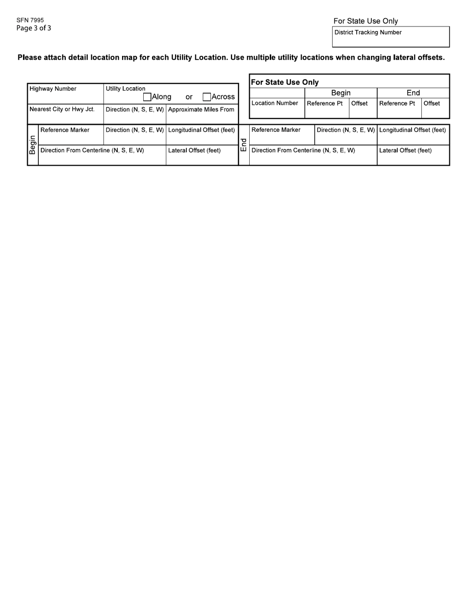 Form SFN7995 Utility Occupancy Application and Permit - North Dakota, Page 3