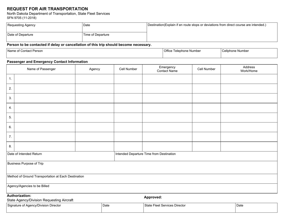 Form SFN9705 - Fill Out, Sign Online and Download Fillable PDF, North ...