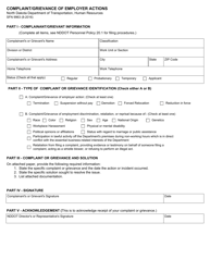 Form SFN9963 Complaint/Grievance of Employer Actions - North Dakota