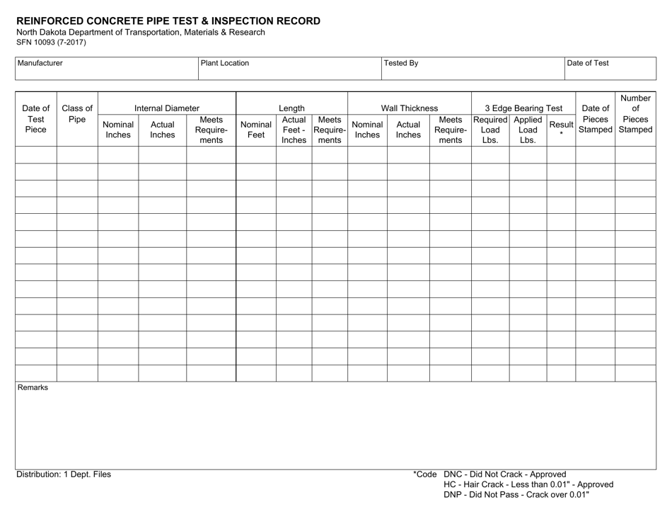 Form SFN10093 Fill Out Sign Online and Download Fillable PDF North
