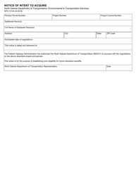 Document preview: Form SFN10144 Notice of Intent to Acquire - North Dakota