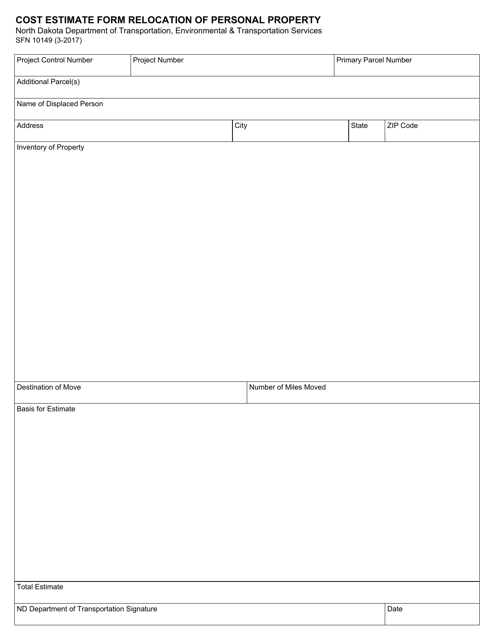 Form SFN10149  Printable Pdf