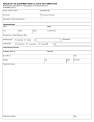 Document preview: Form SFN13891 Request for Equipment Rental Rate Determination - North Dakota