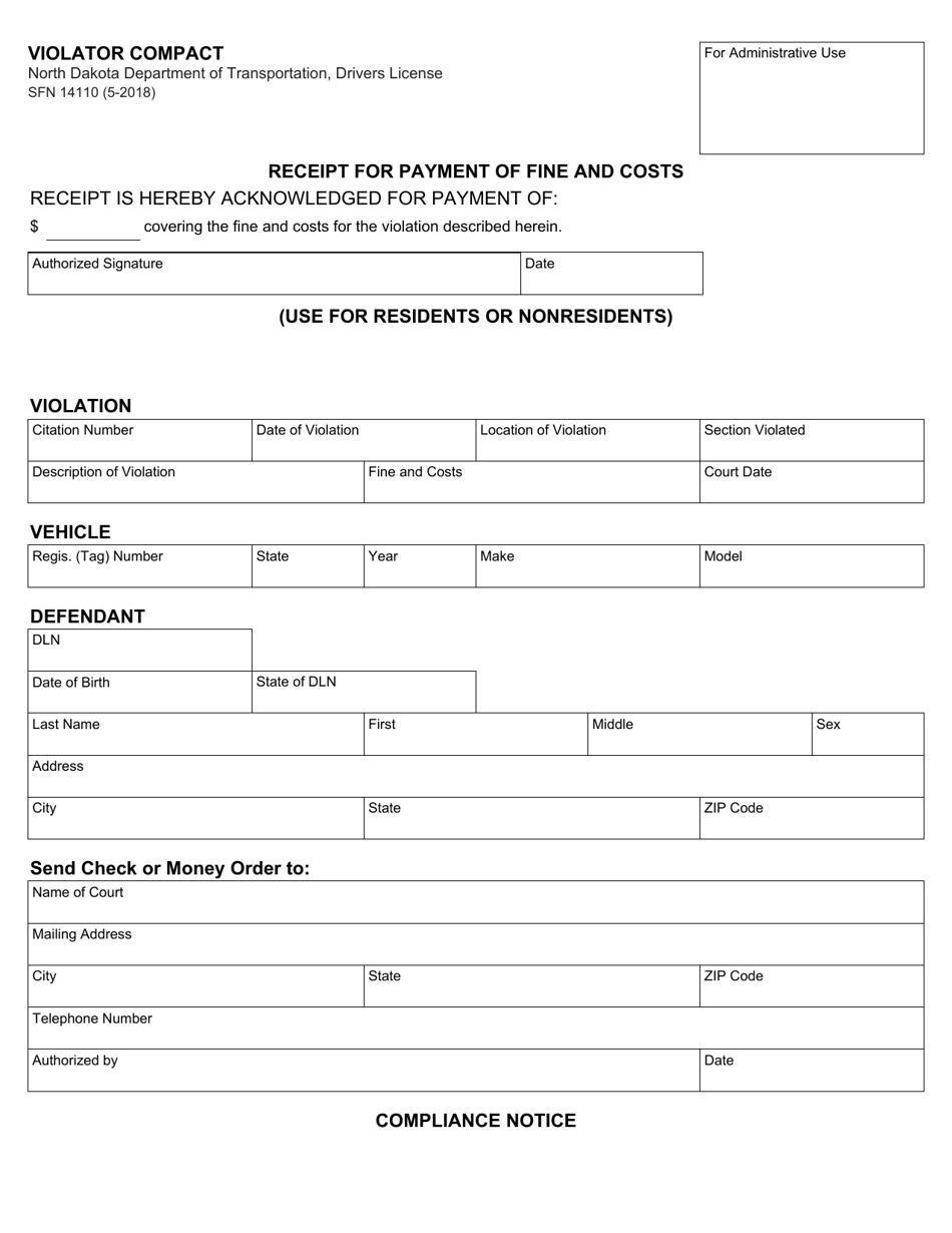 Form SFN14110 Violator Compact - North Dakota, Page 3