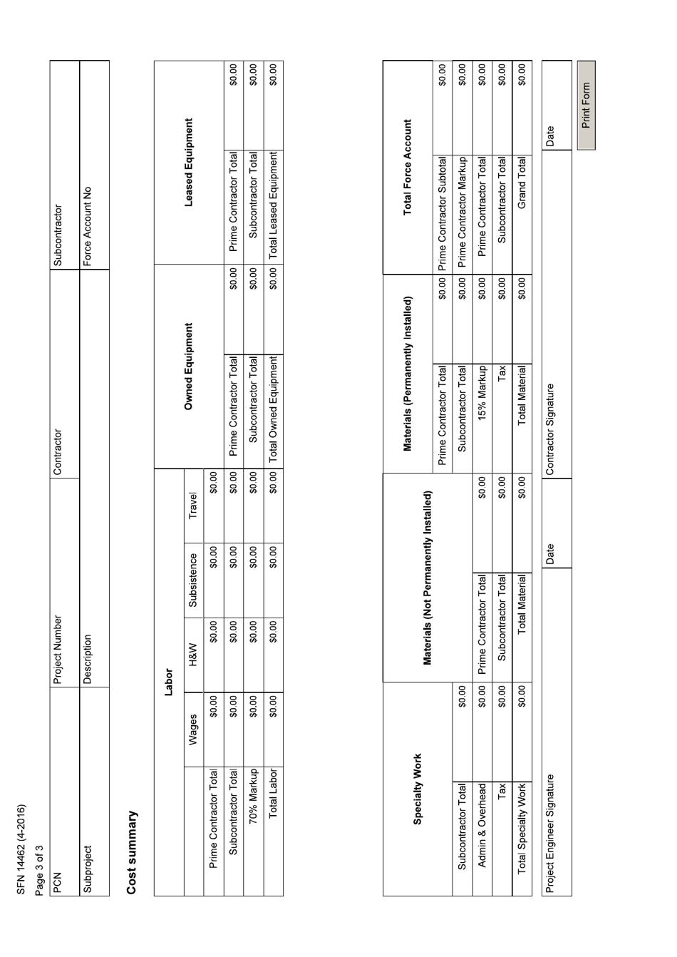 Form SFN14462 Statement of Daily Force Account Work - North Dakota, Page 3