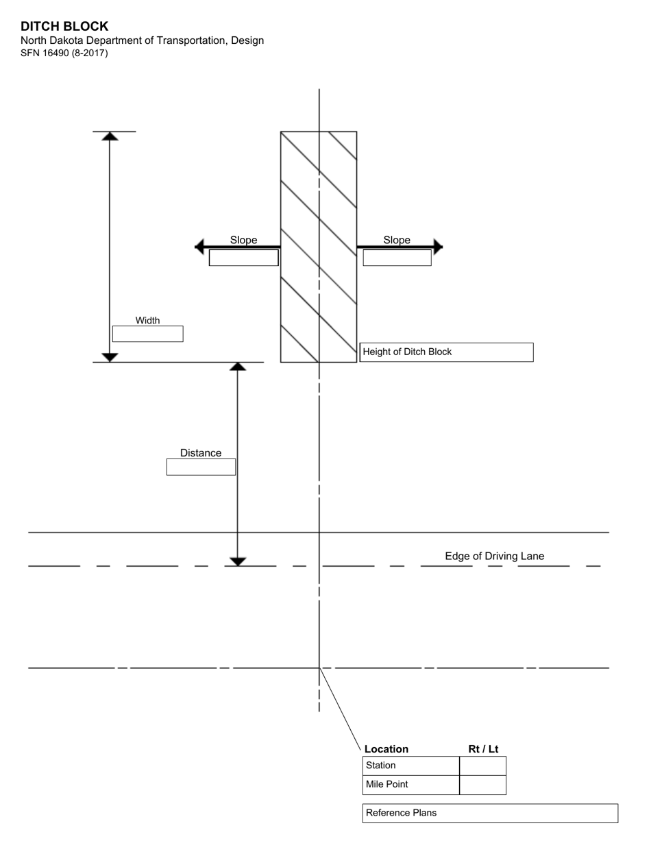 Form SFN16490 Ditch Block - North Dakota, Page 1