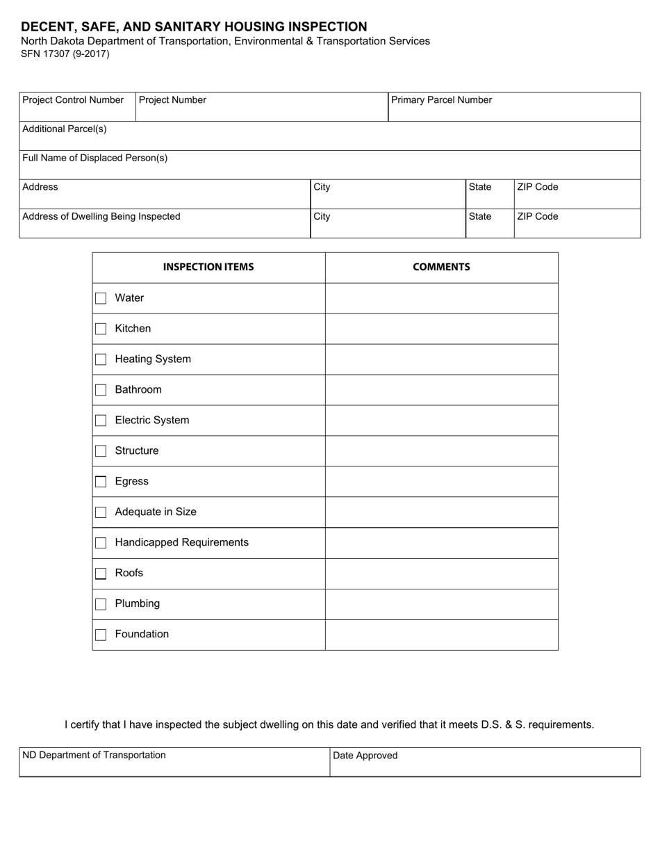 Form SFN17307 - Fill Out, Sign Online and Download Fillable PDF, North ...