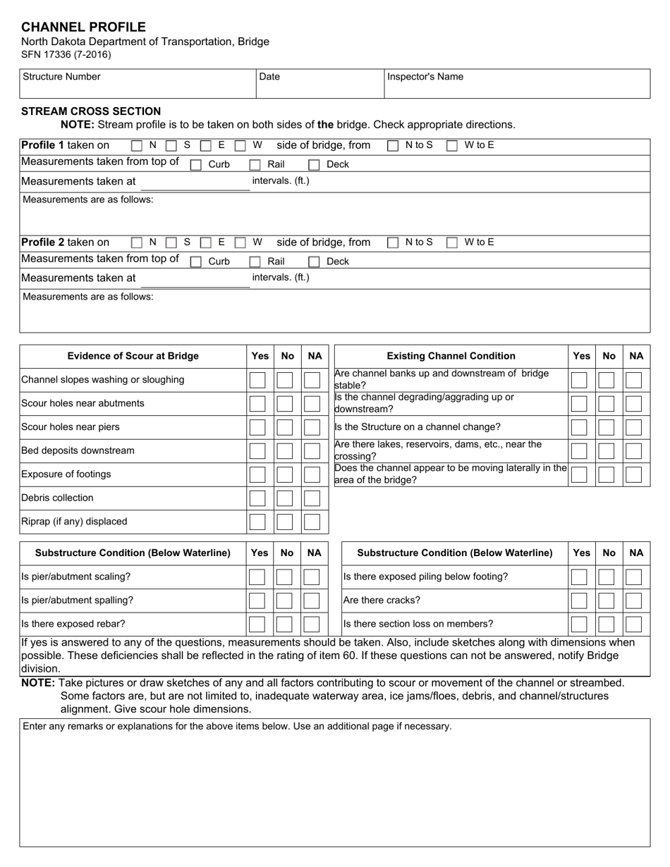 Form SFN17336 Channel Profile - North Dakota, Page 1