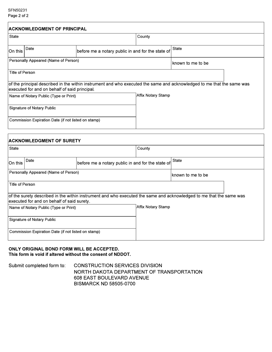 Form SFN50231 - Fill Out, Sign Online and Download Fillable PDF, North ...