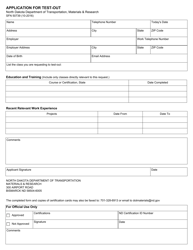 Document preview: Form SFN50739 Application for Test-Out - North Dakota